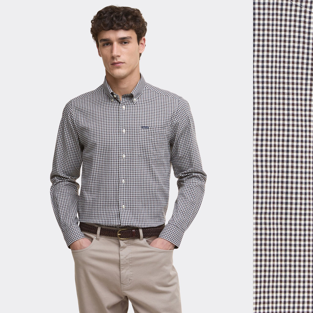 Barbour Men's Padshaw Tailored Long-Sleeved Shirt in Dark Oak