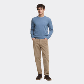 Barbour Men's Pima Cotton Crew Neck Jumper in Bluestone