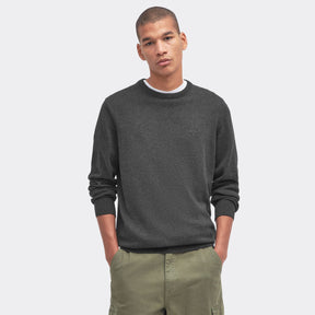 Barbour Men's Pima Cotton Crew Neck Jumper in Charcoal