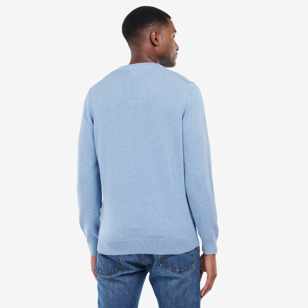 Barbour Men's Pima Cotton Crew Neck Jumper in Dark Chambray