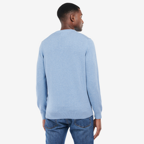 Barbour Men's Pima Cotton Crew Neck Jumper in Dark Chambray