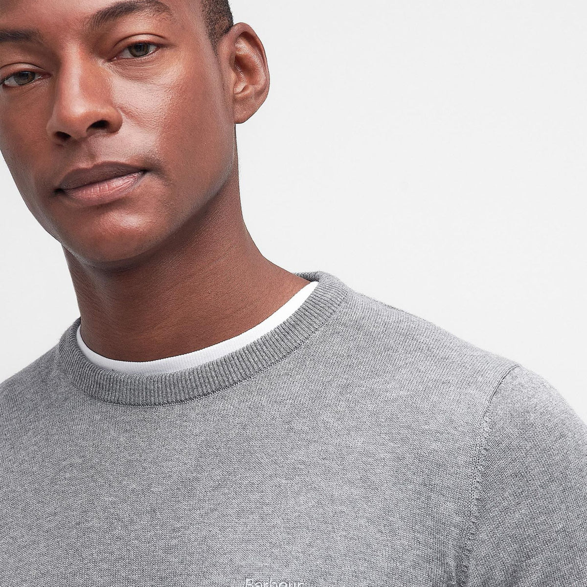Barbour Men's Pima Cotton Crew Neck Jumper in Grey