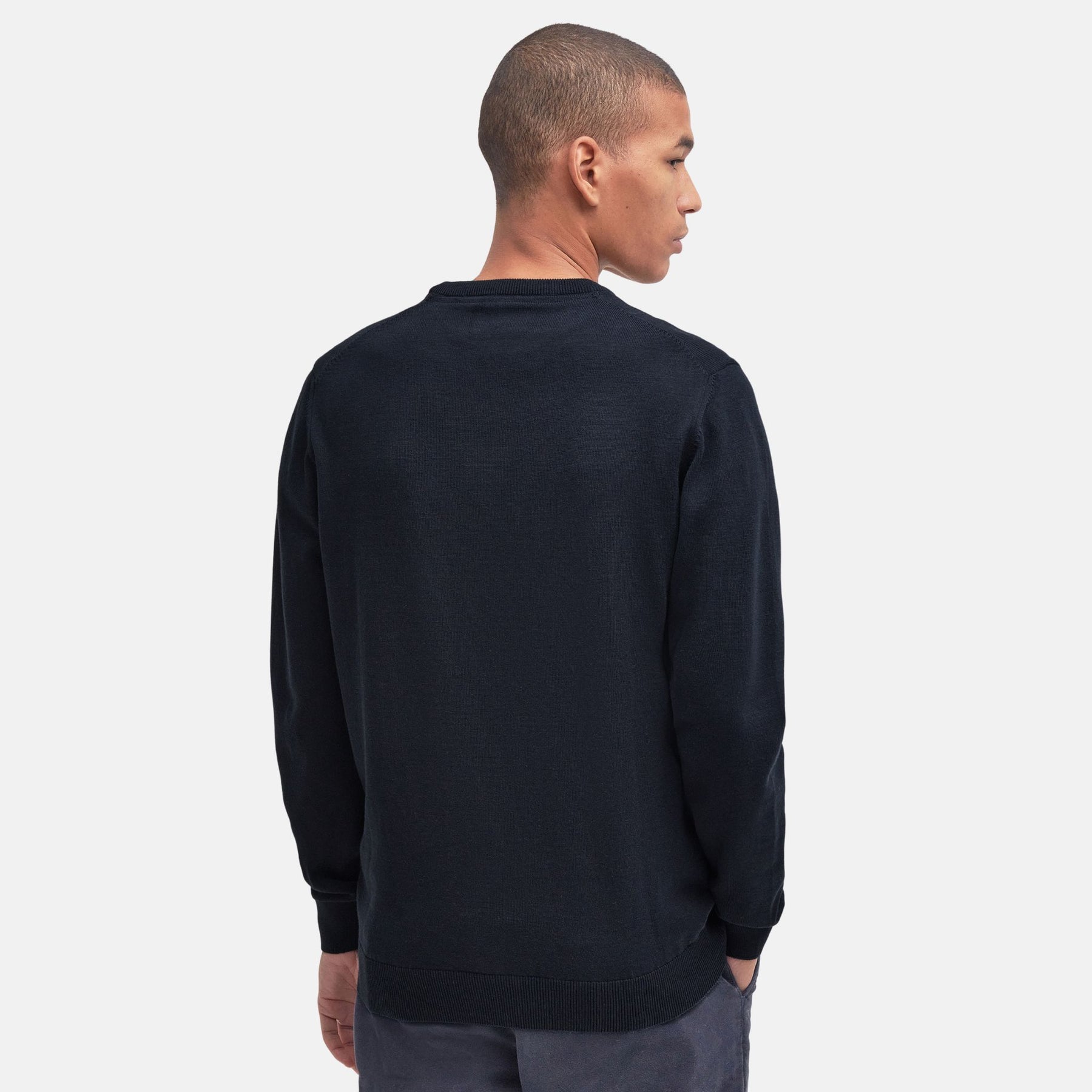 Barbour Men's Pima Cotton Crew Neck Jumper in Navy