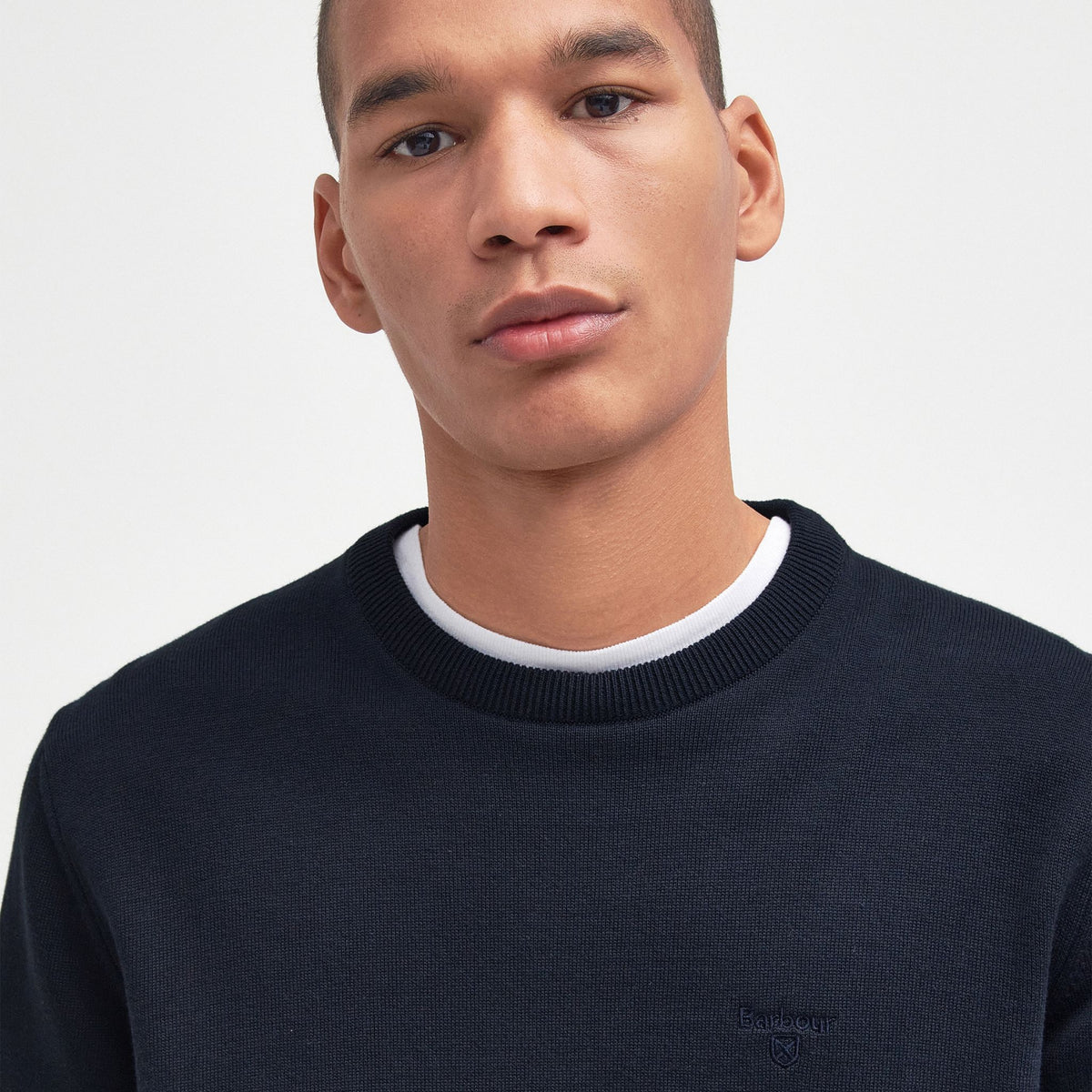 Barbour Men's Pima Cotton Crew Neck Jumper in Navy