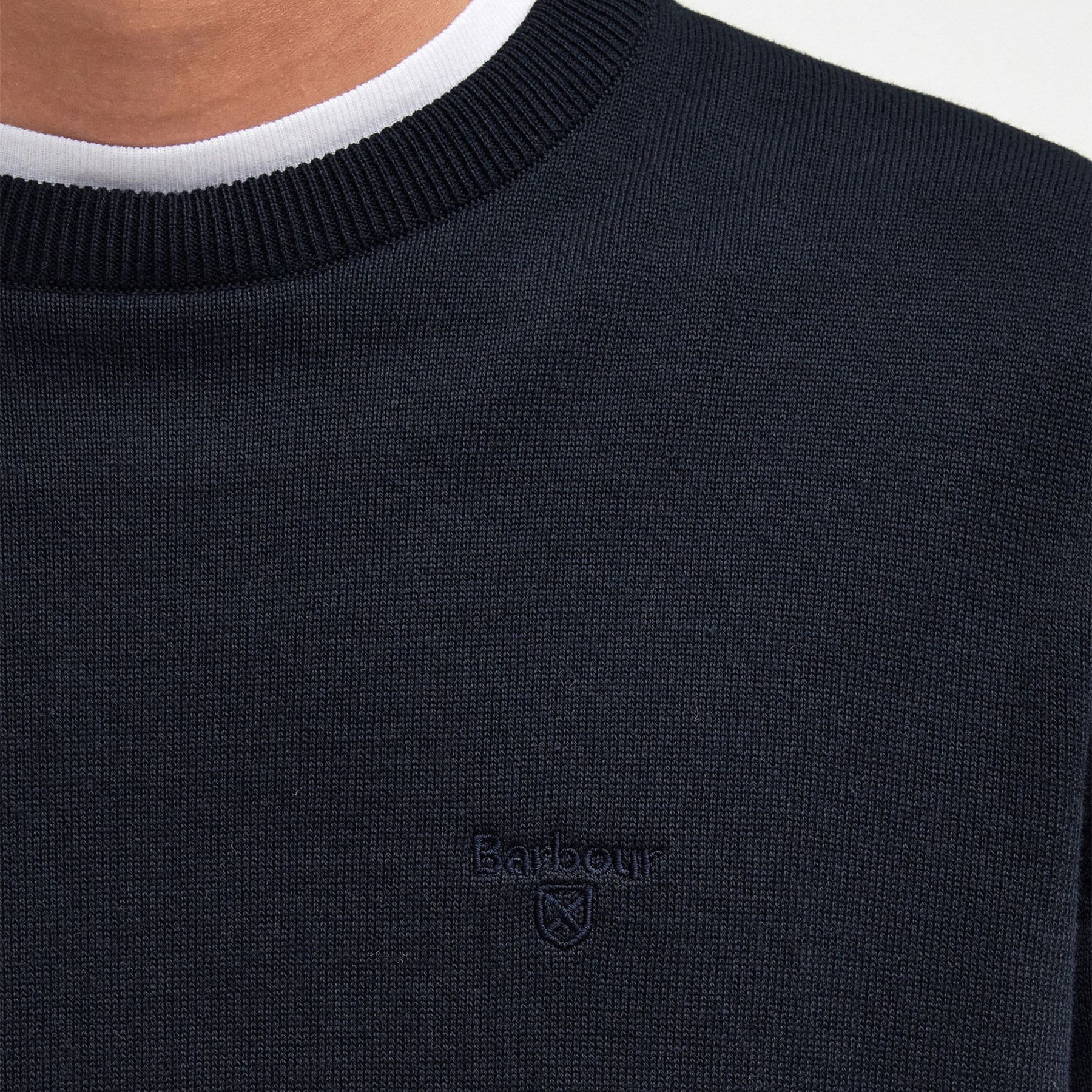 Barbour Men's Pima Cotton Crew Neck Jumper in Navy