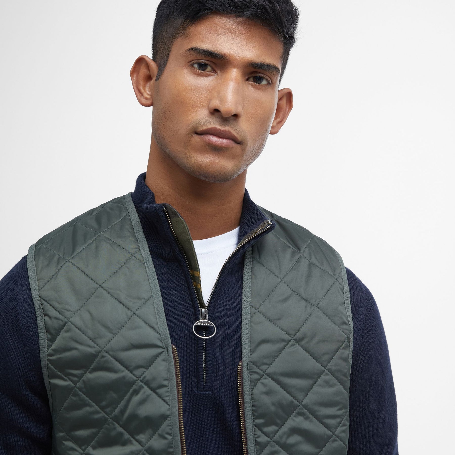 Barbour Men's Quilted Zip-In Liner Gilet in Olive Classic