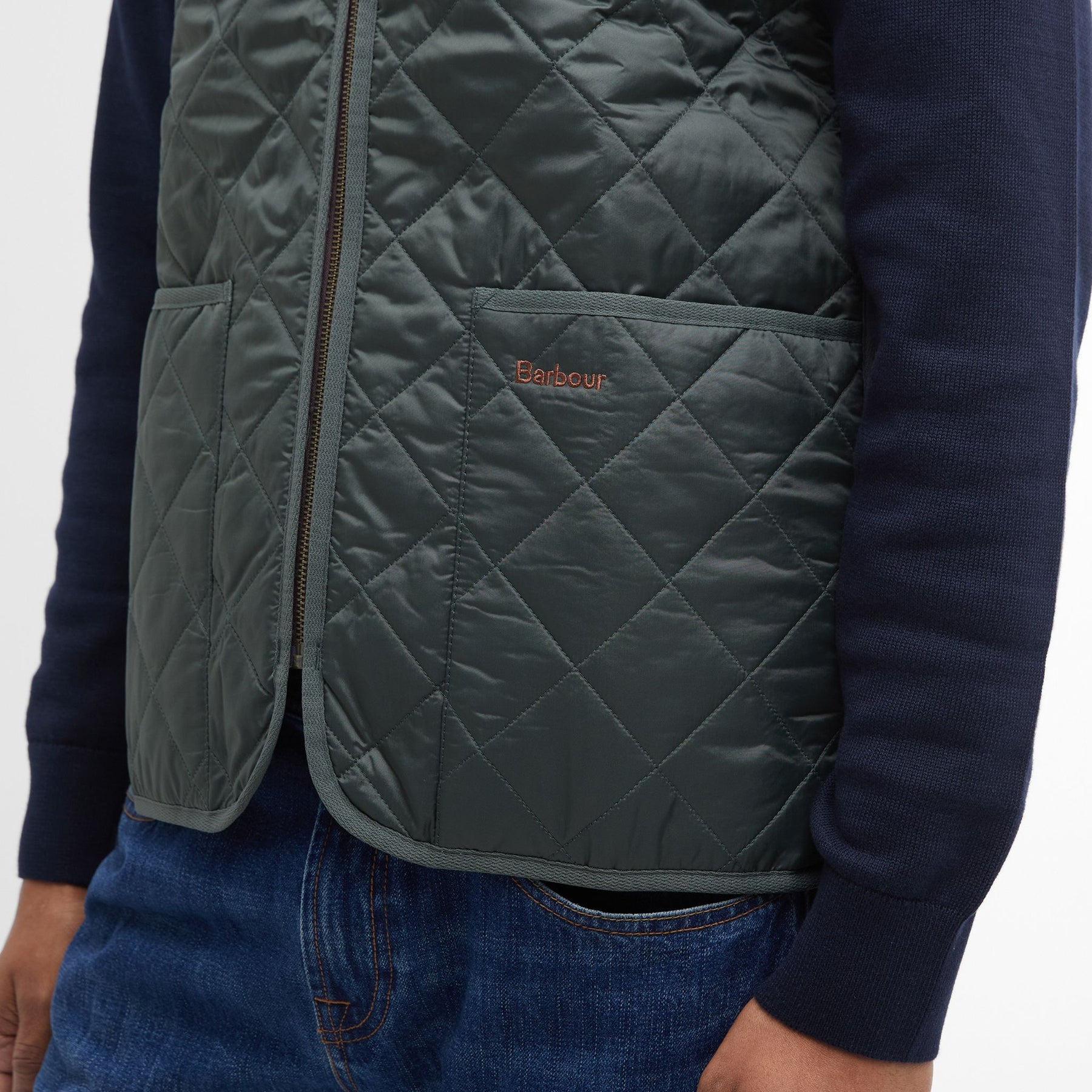 Barbour Men's Quilted Zip-In Liner Gilet in Olive Classic