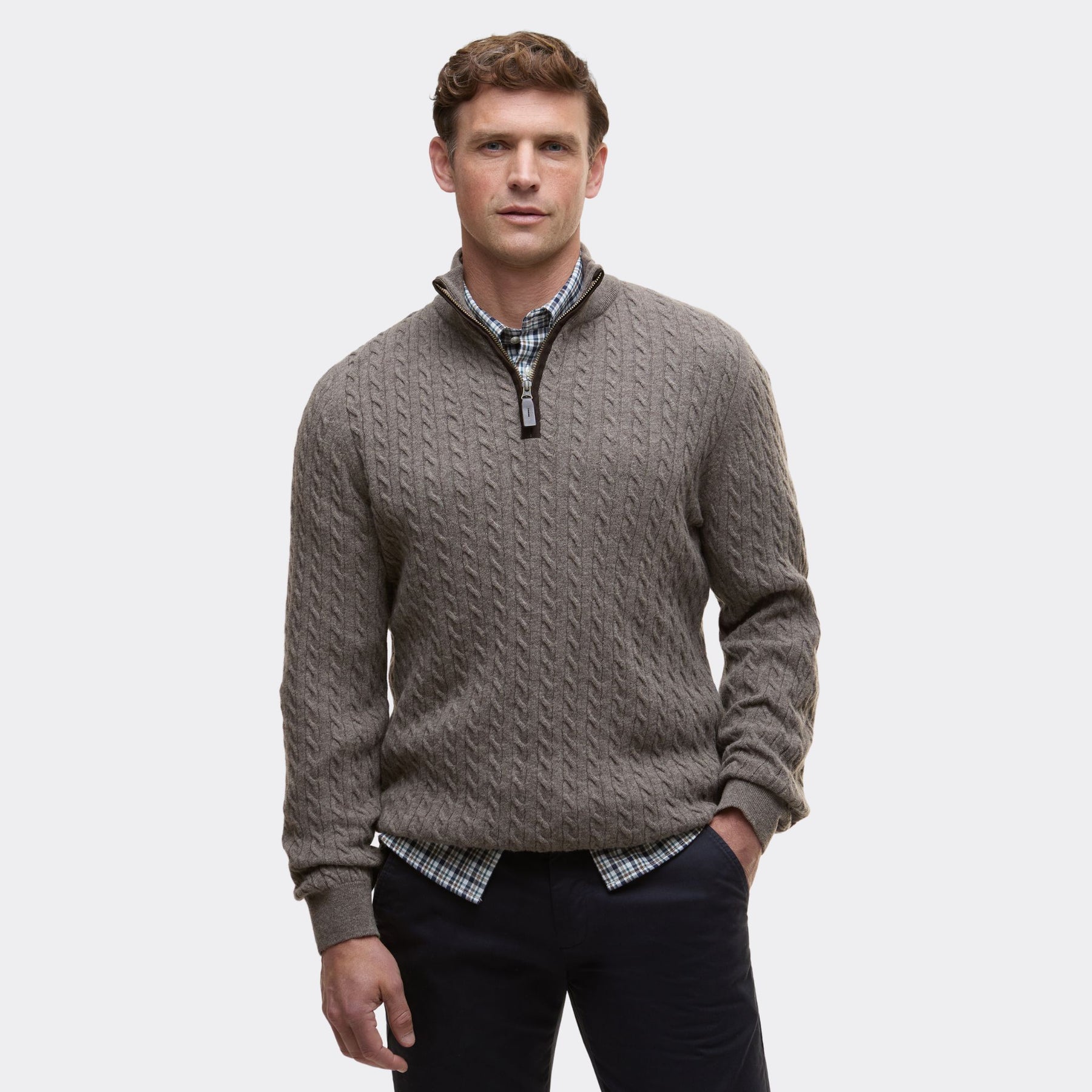 Barbour Men's Ramsden Half-Zip Jumper in Military Marl
