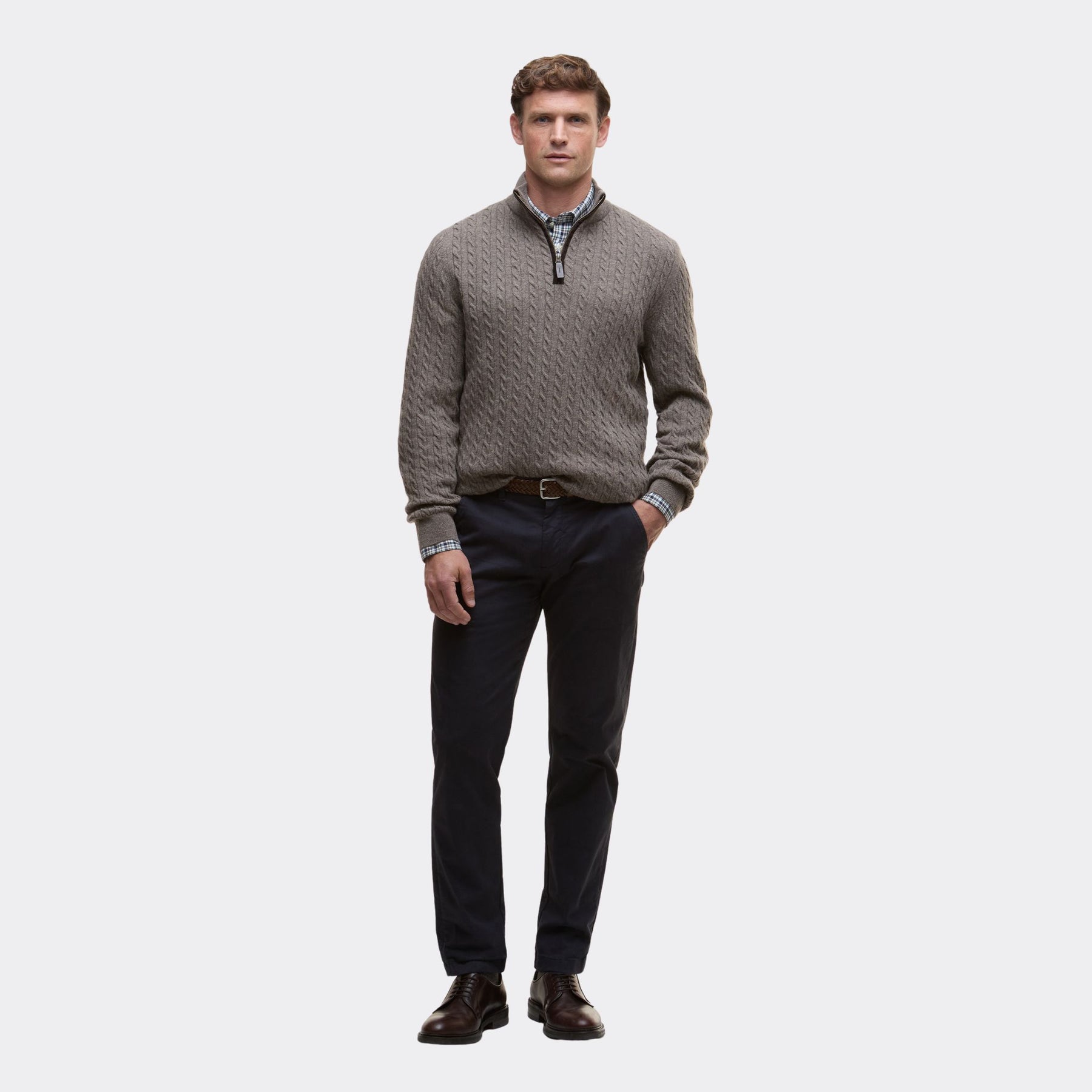 Barbour Men's Ramsden Half-Zip Jumper in Military Marl