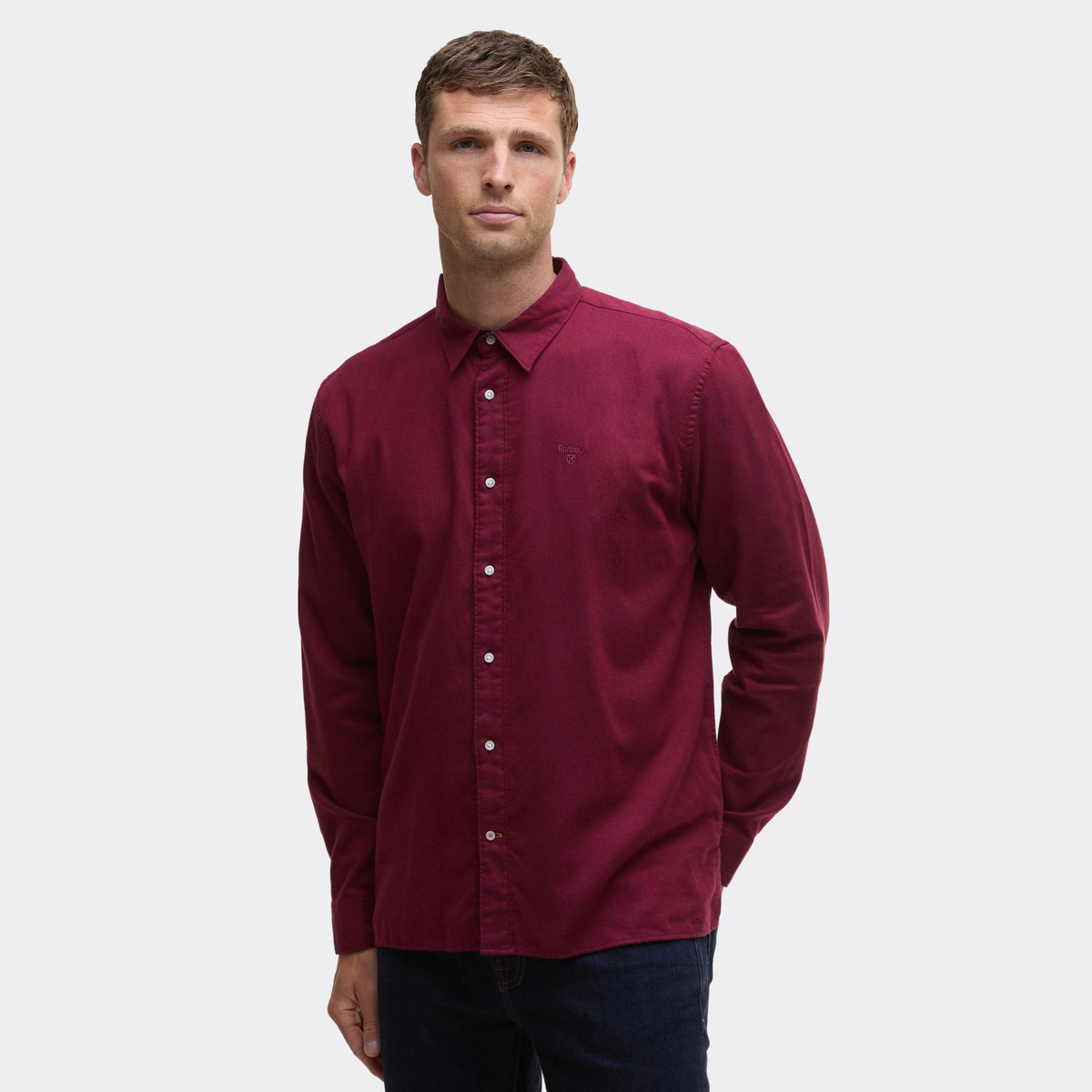 Barbour Men's Sealane Relaxed Long-Sleeved Shirt in Biking Red