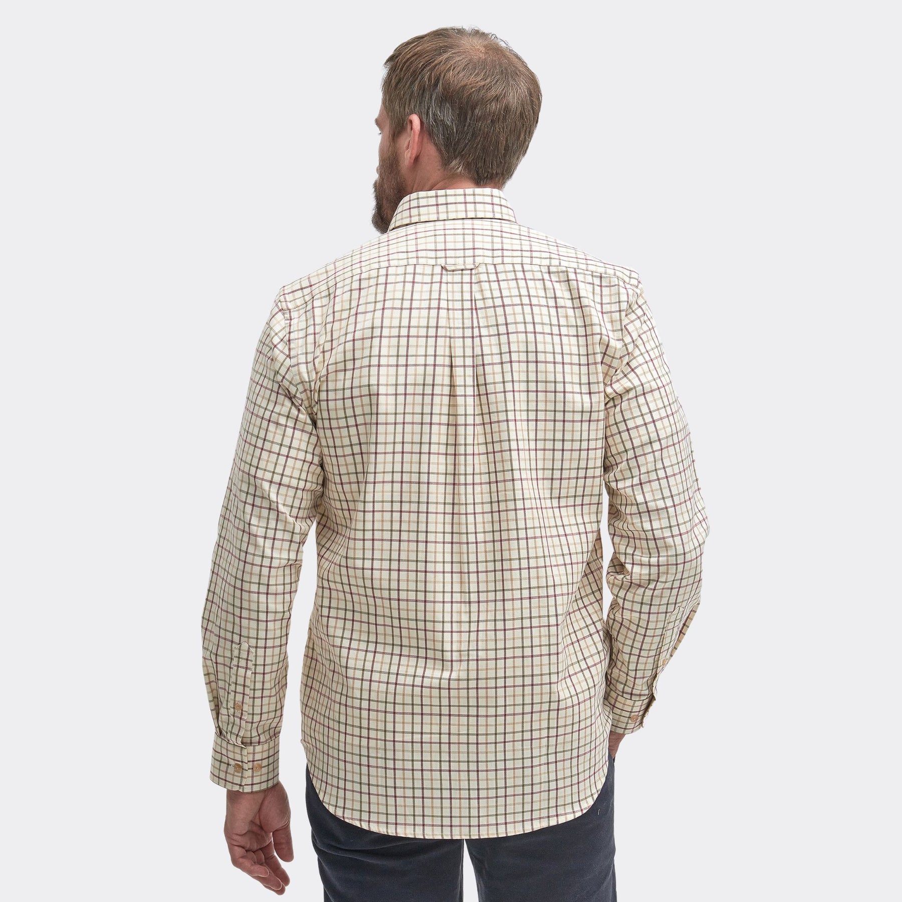 Barbour Men's Sporting Regular Long-Sleeved Shirt in Red & Khaki