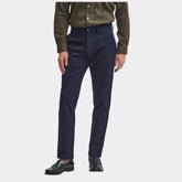 Barbour Men's Suede Sateen Tailored Trousers in Dark Navy