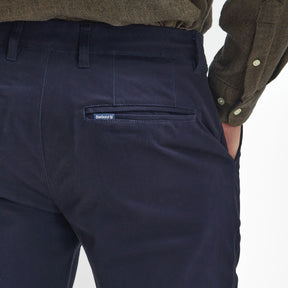 Barbour Men's Suede Sateen Tailored Trousers in Dark Navy