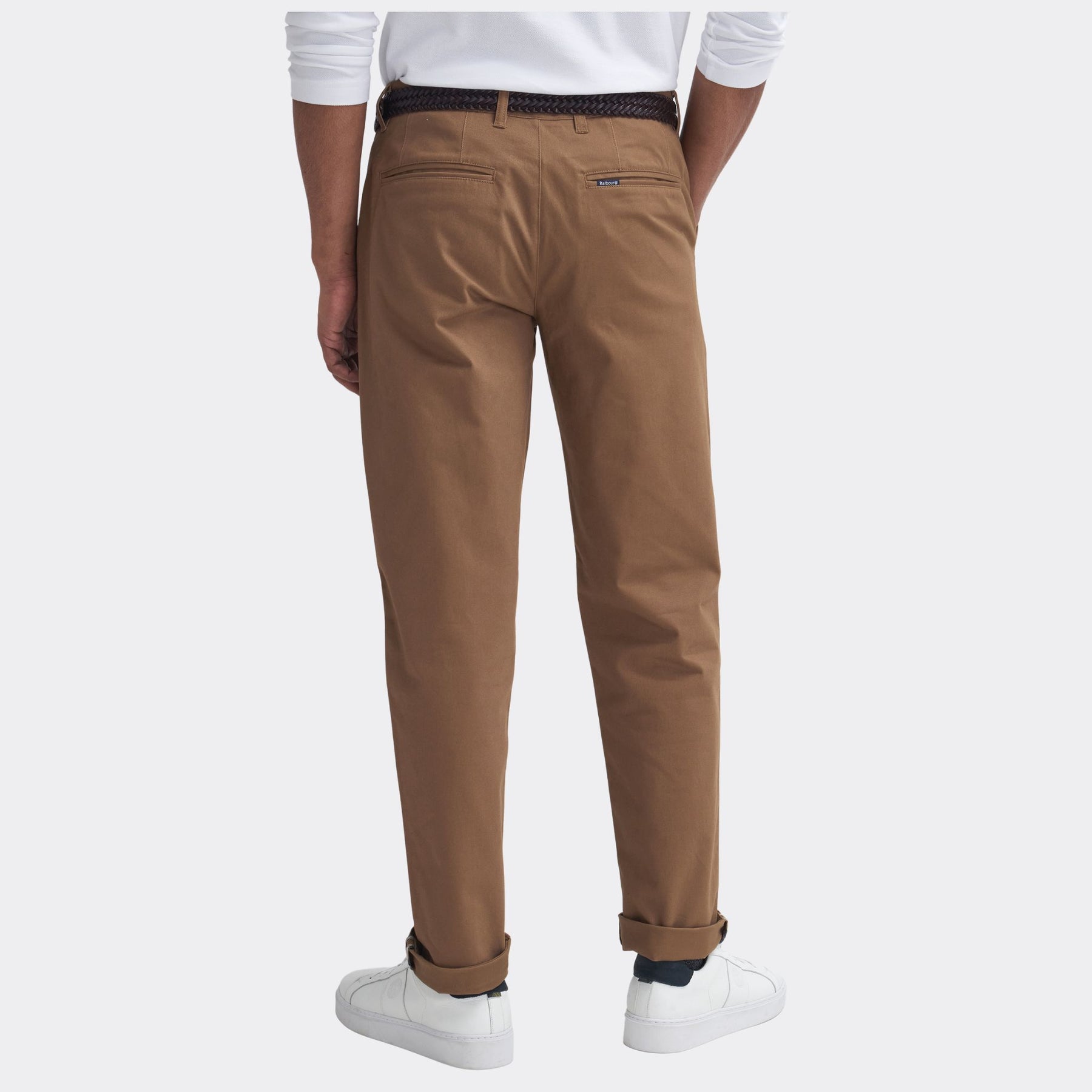 Barbour Men's Suede Sateen Tailored Trousers in Sandstone
