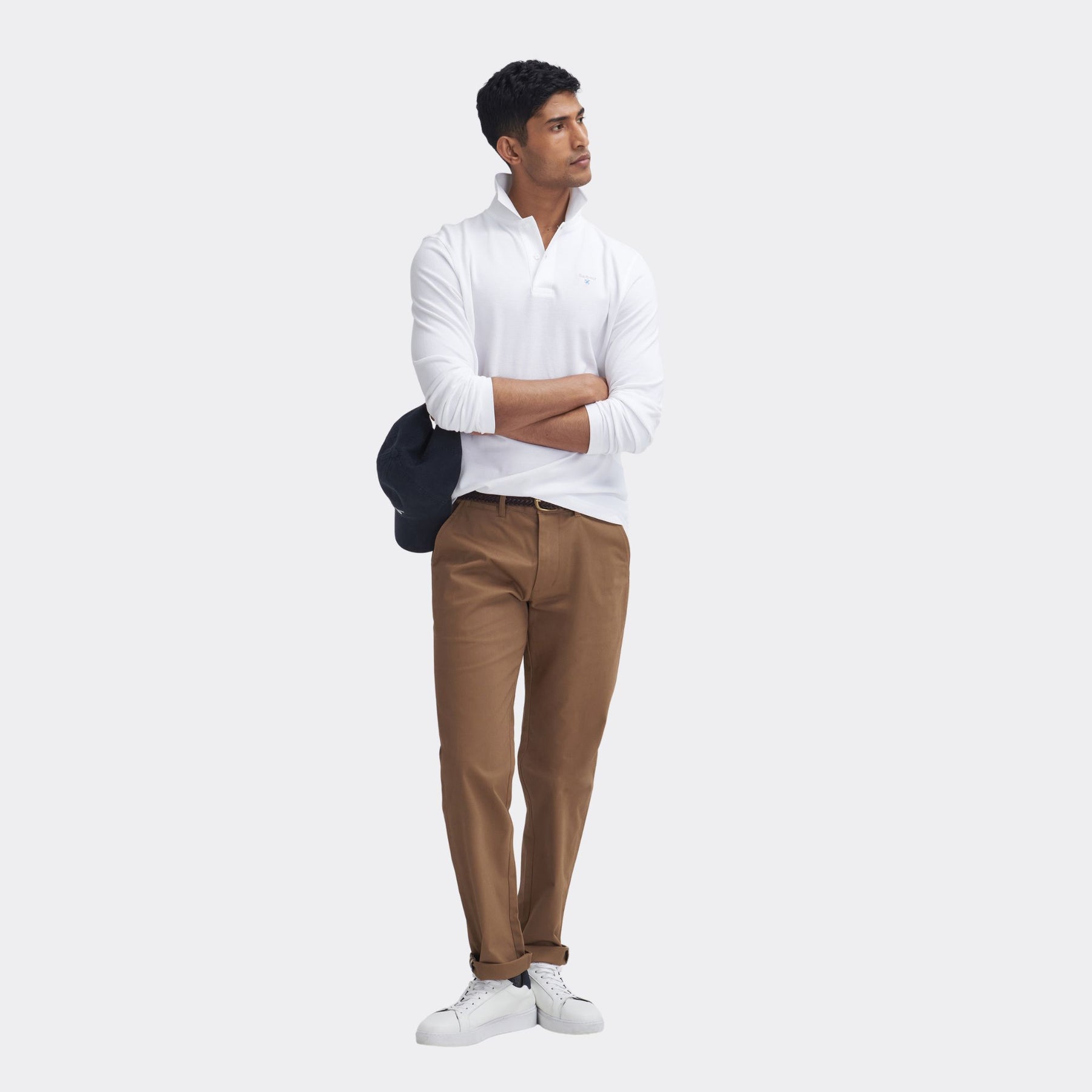 Barbour Men's Suede Sateen Tailored Trousers in Sandstone