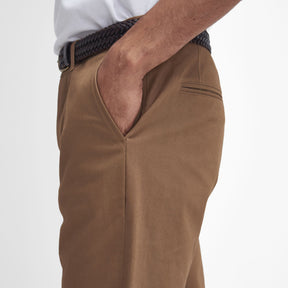 Barbour Men's Suede Sateen Tailored Trousers in Sandstone