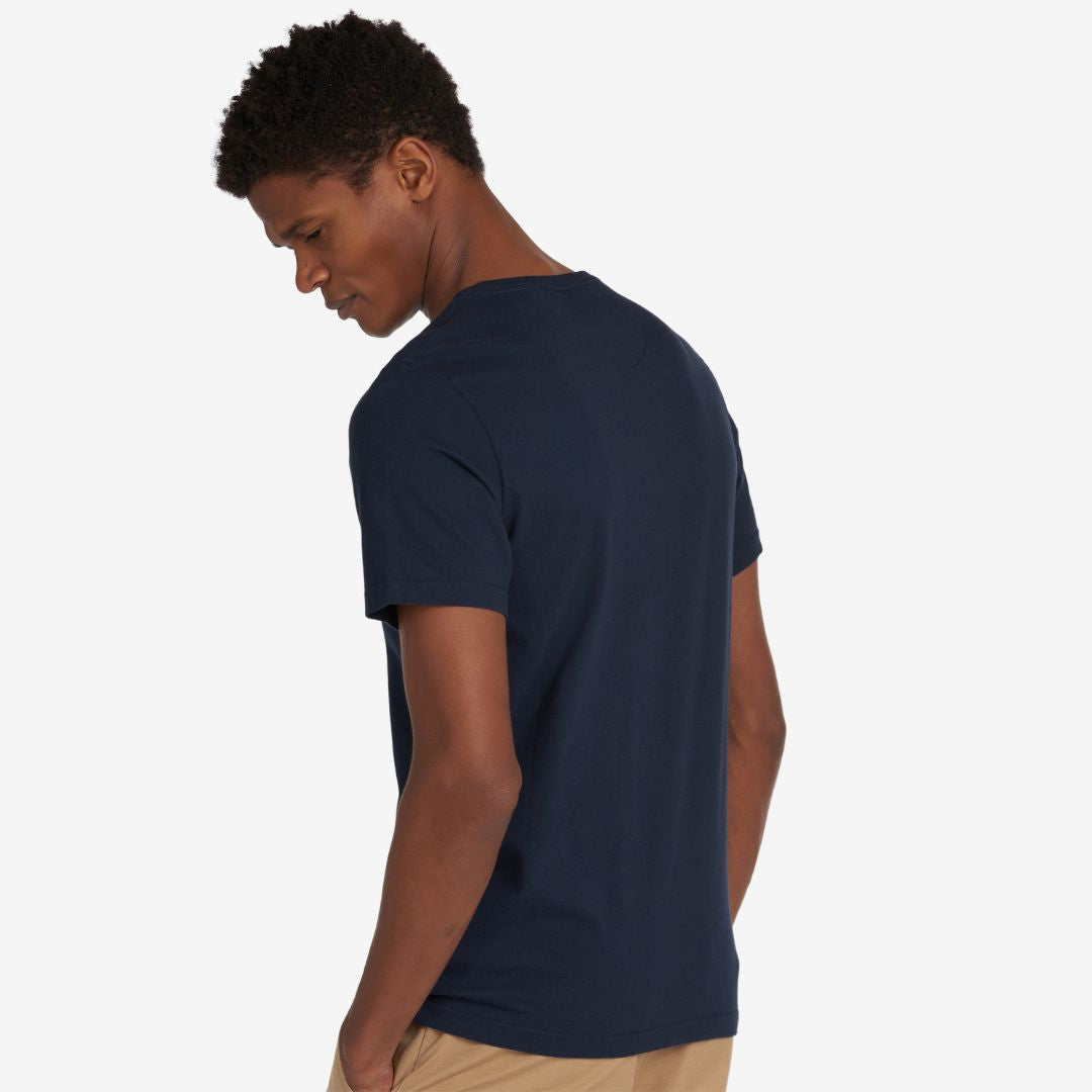 Barbour Men's Tartan Sports T-Shirt in New Navy