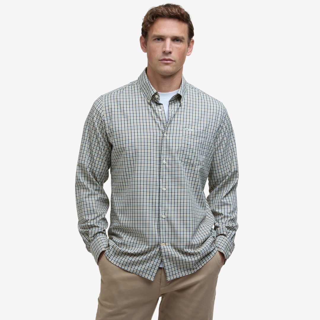 Barbour Men's Teesdale Tailored Long-Sleeved Shirt in Stone