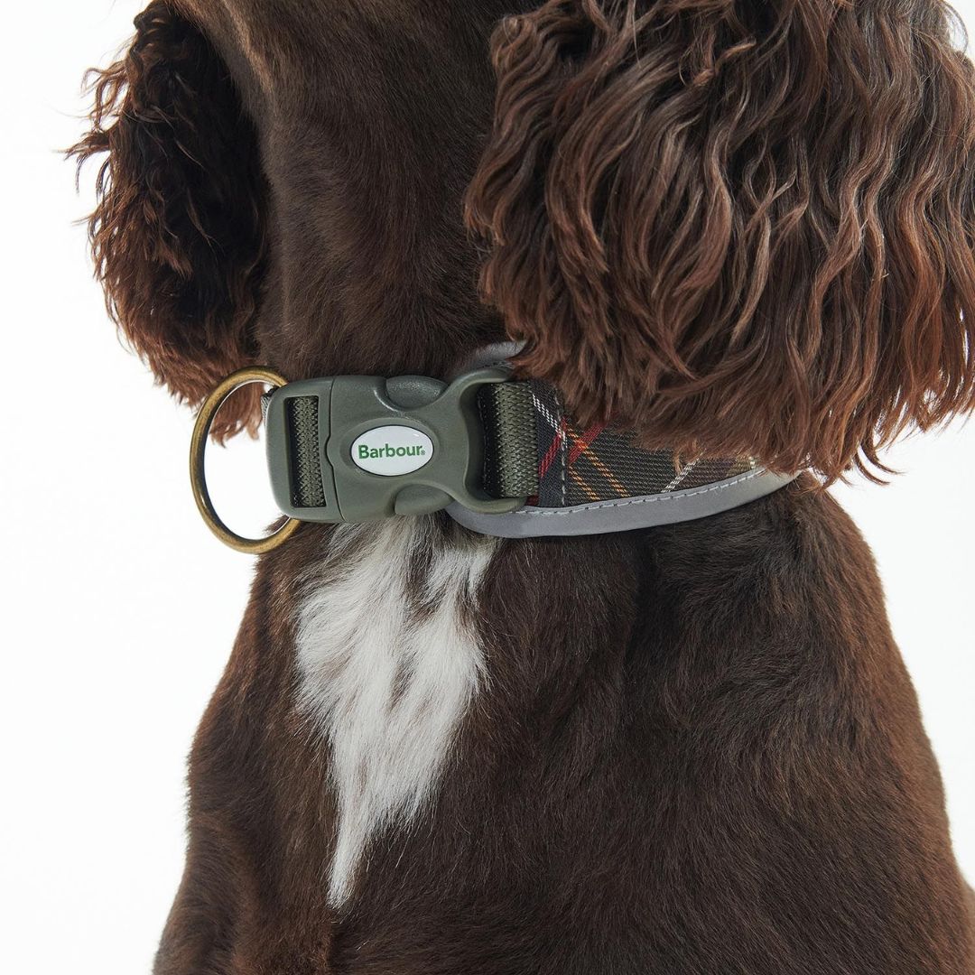 Barbour Reflective Comfort Dog Collar in Classic Tartan
