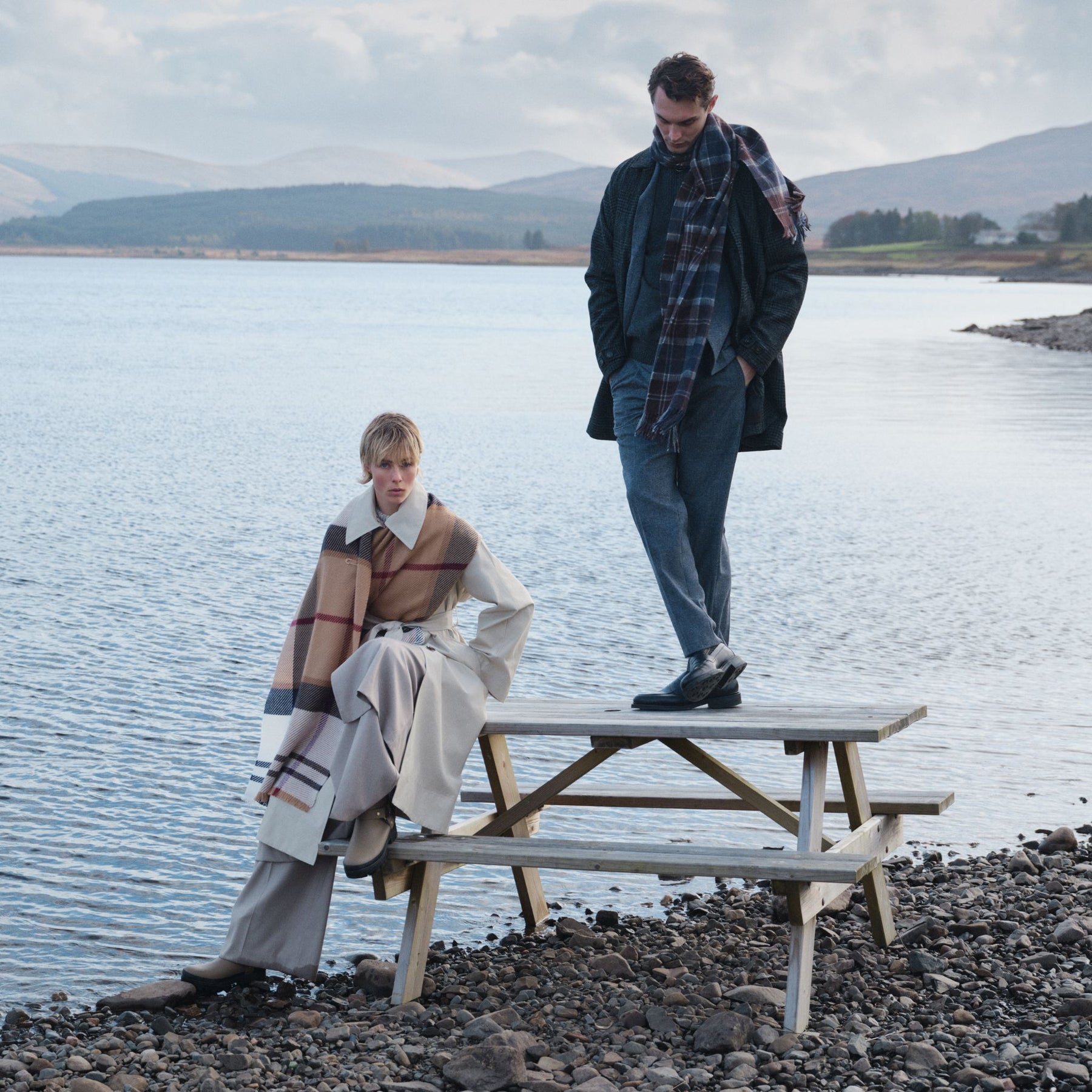 Barbour Rosefield Tartan Scarf in Hessian Tartan