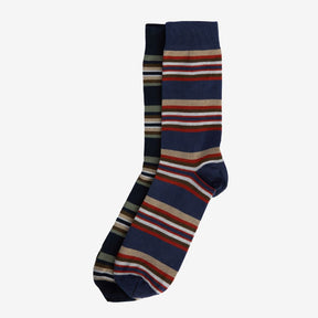 Barbour Summer Socks in Multi Stripe Navy & Green - 2 Pack