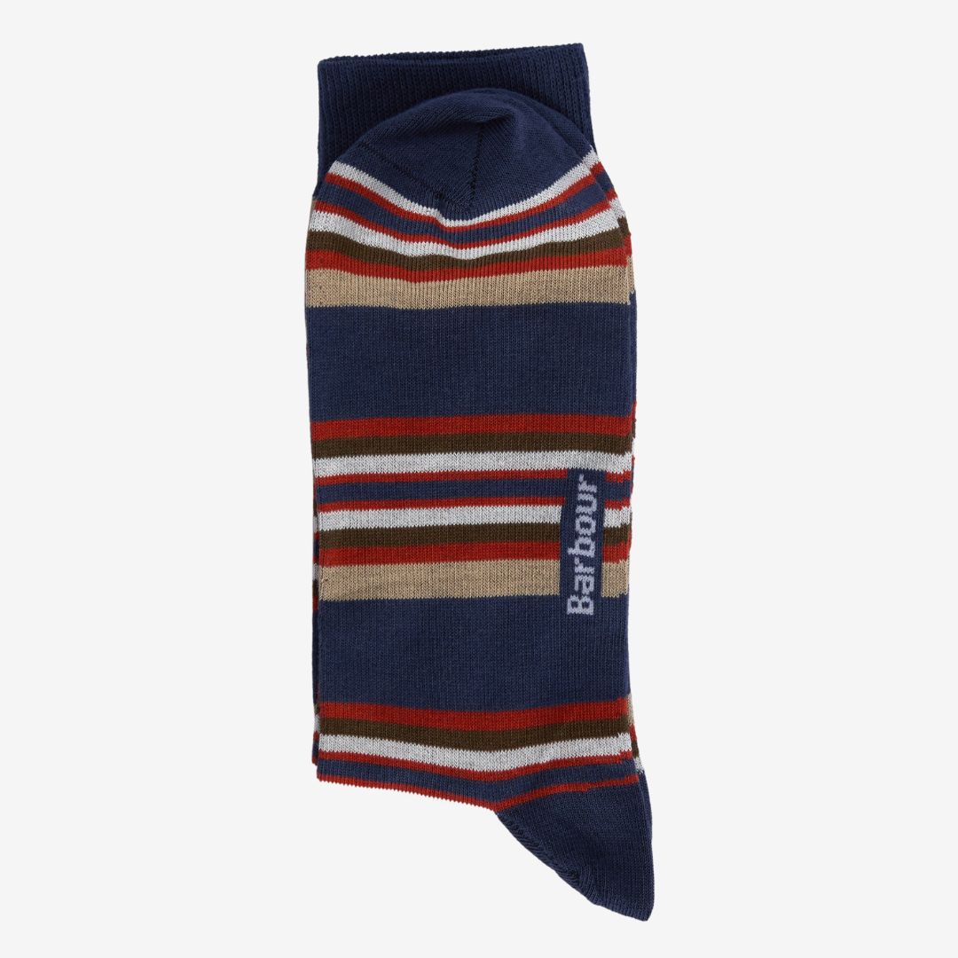 Barbour Summer Socks in Multi Stripe Navy & Green - 2 Pack