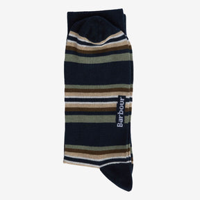 Barbour Summer Socks in Multi Stripe Navy & Green - 2 Pack