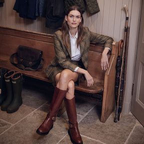 Barbour Women's Bamburgh Tartan Mini Skirt in Arabesque & Brown
