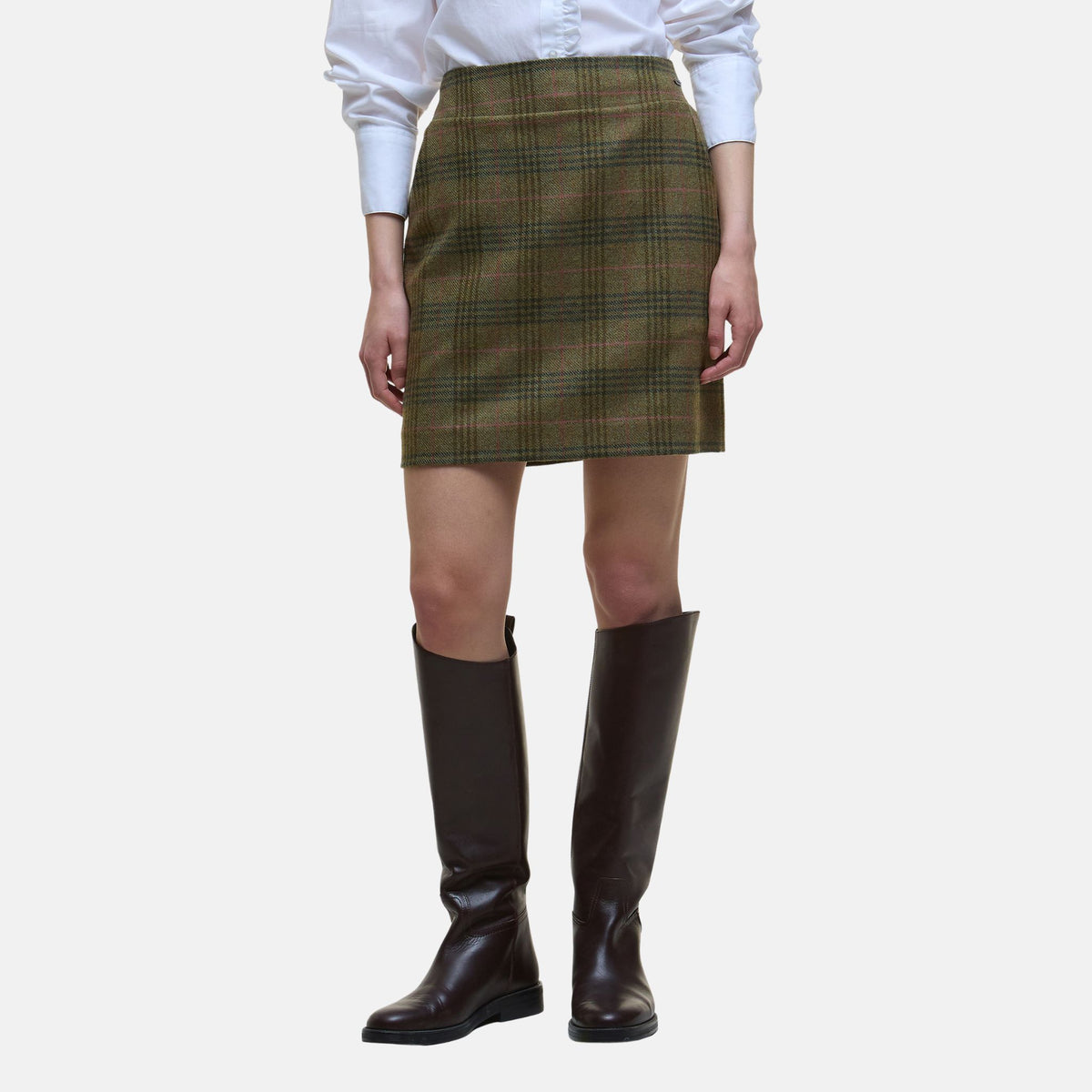 Barbour Women's Bamburgh Tartan Mini Skirt in Arabesque & Brown