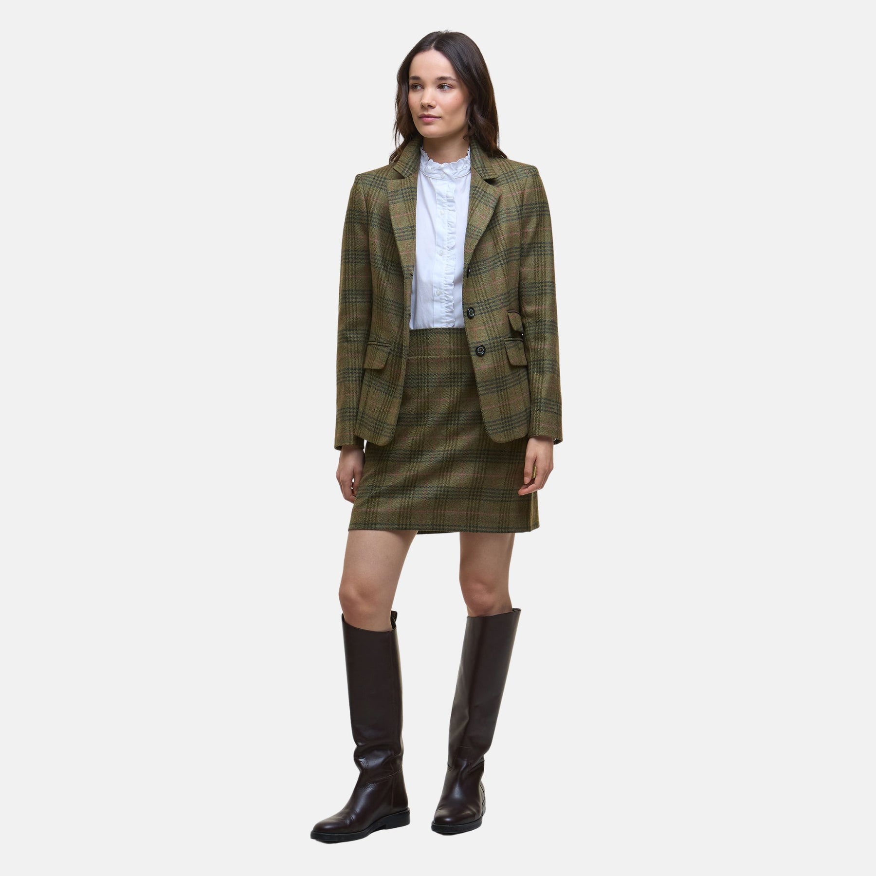 Barbour Women's Bamburgh Tartan Mini Skirt in Arabesque & Brown