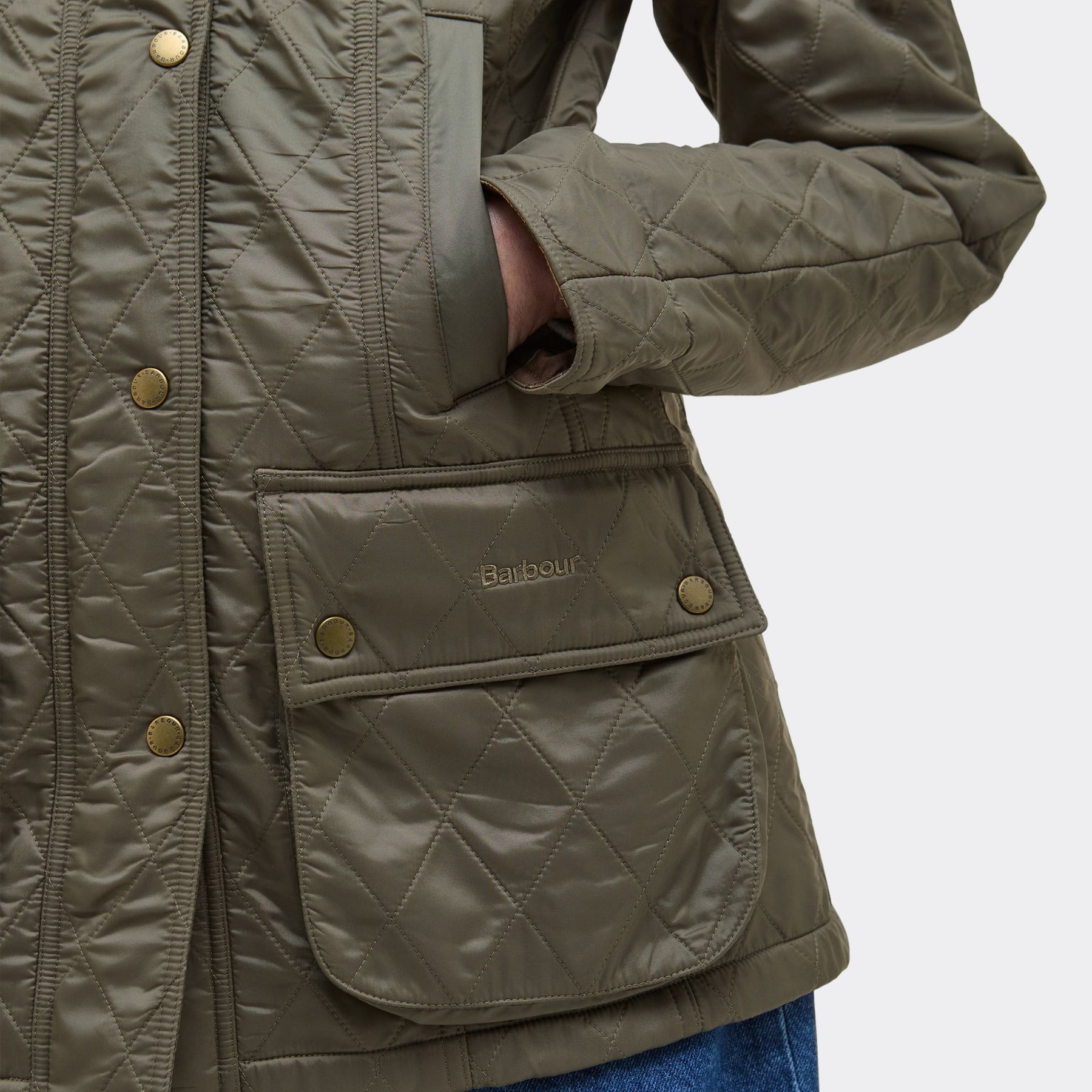 Barbour Women's Beadnell Polarquilt Jacket in Military Brown