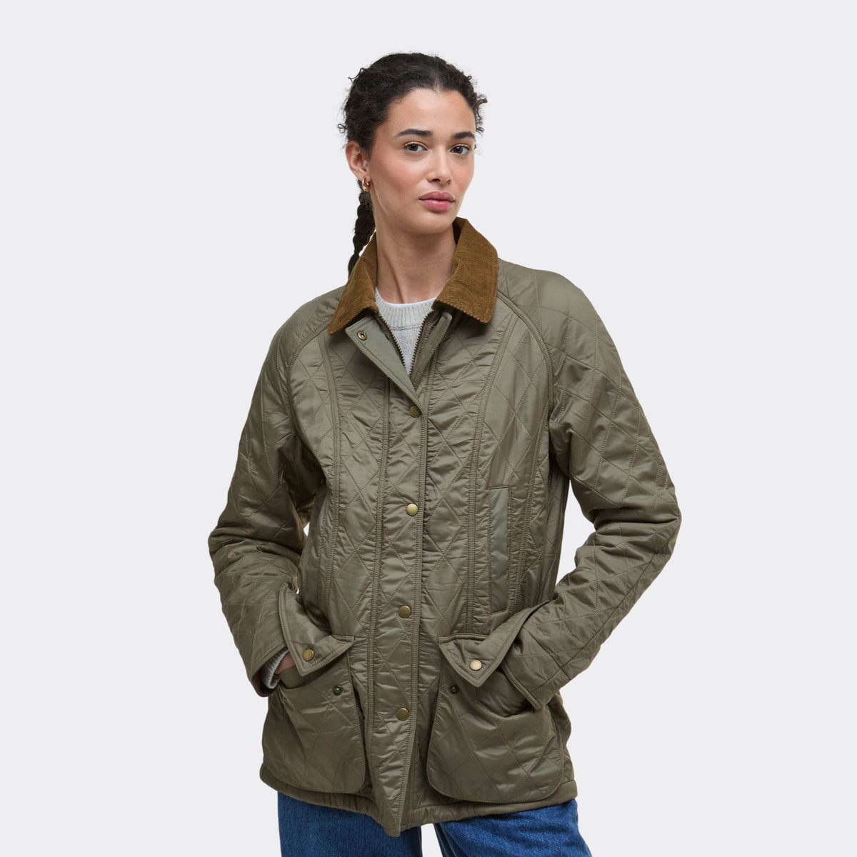 Barbour Women's Beadnell Polarquilt Jacket in Military Brown