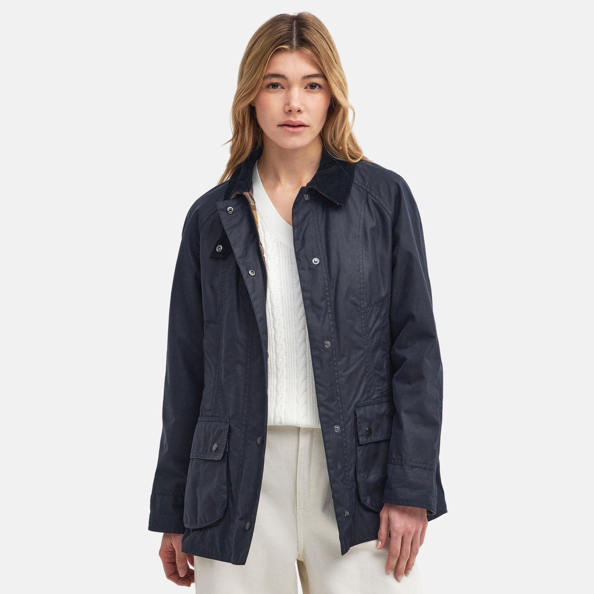 Barbour Women's Beadnell Waxed Jacket in Navy