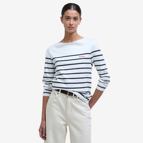 Barbour Women's Bradley Striped Long-Sleeved T-Shirt in Cloud Stripe