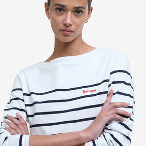 Barbour Women's Bradley Striped Long-Sleeved T-Shirt in Cloud Stripe