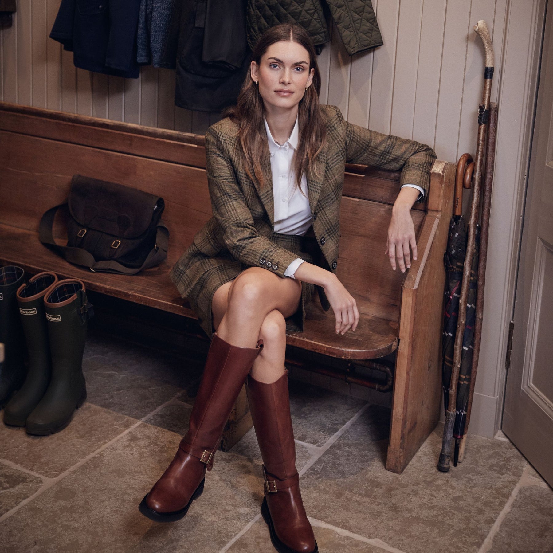 Barbour Women's Carlby Tailored Wool Blazer in Arabesque & Brown