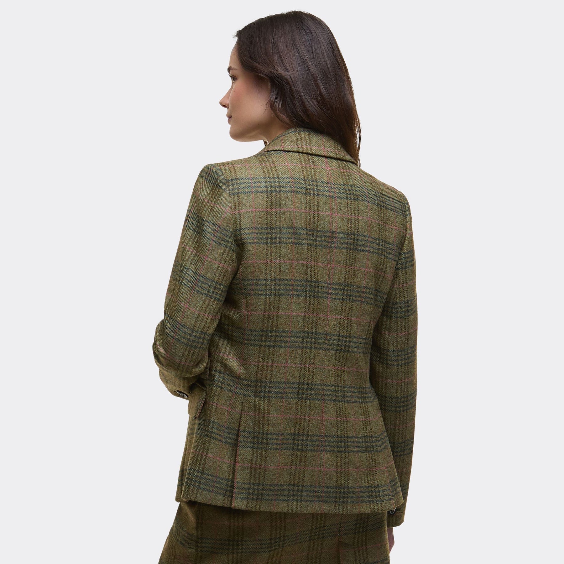 Barbour Women's Carlby Tailored Wool Blazer in Arabesque & Brown