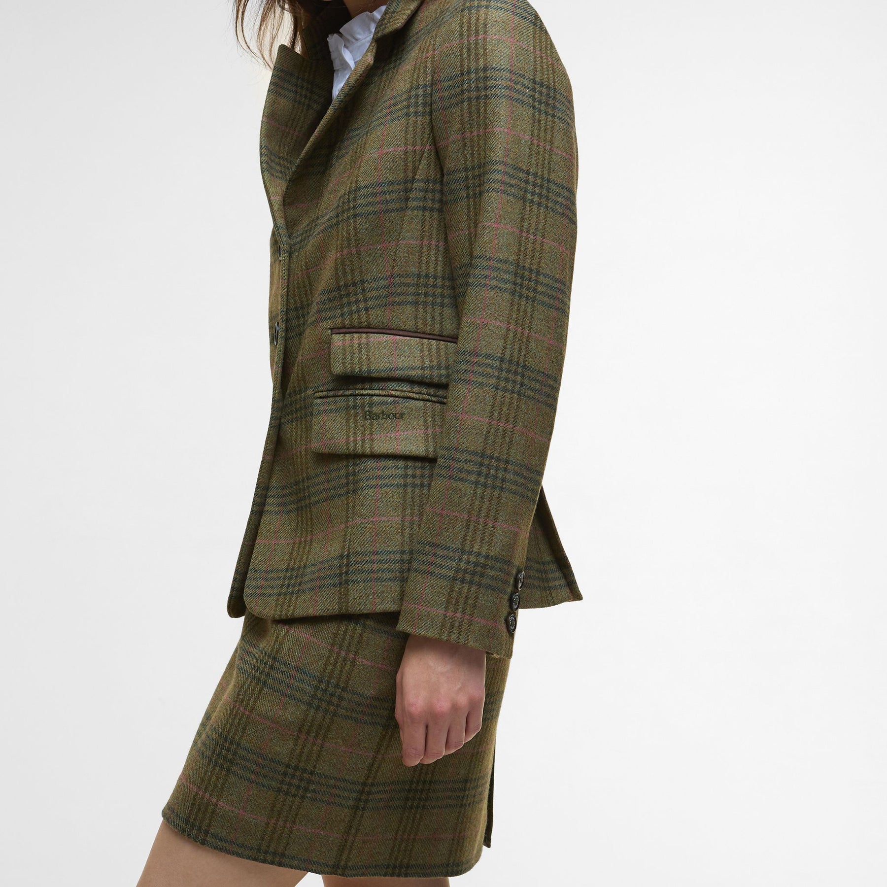 Barbour Women's Carlby Tailored Wool Blazer in Arabesque & Brown