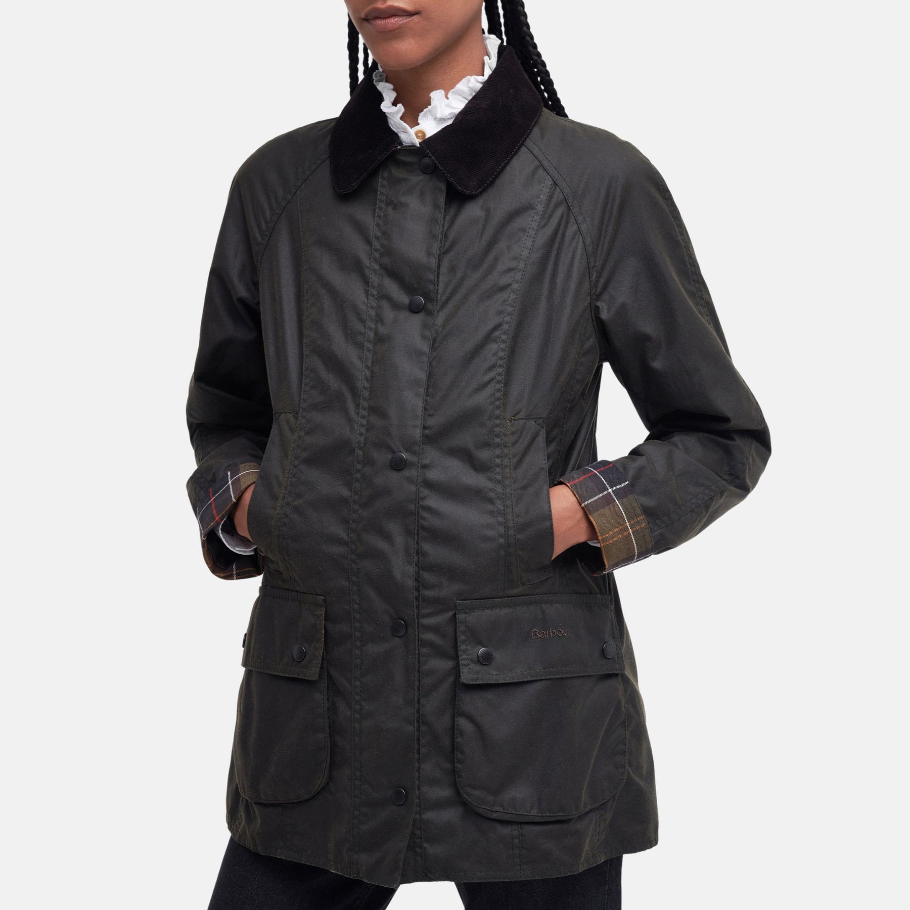 Barbour Women's Classic Beadnell Waxed Jacket in Olive