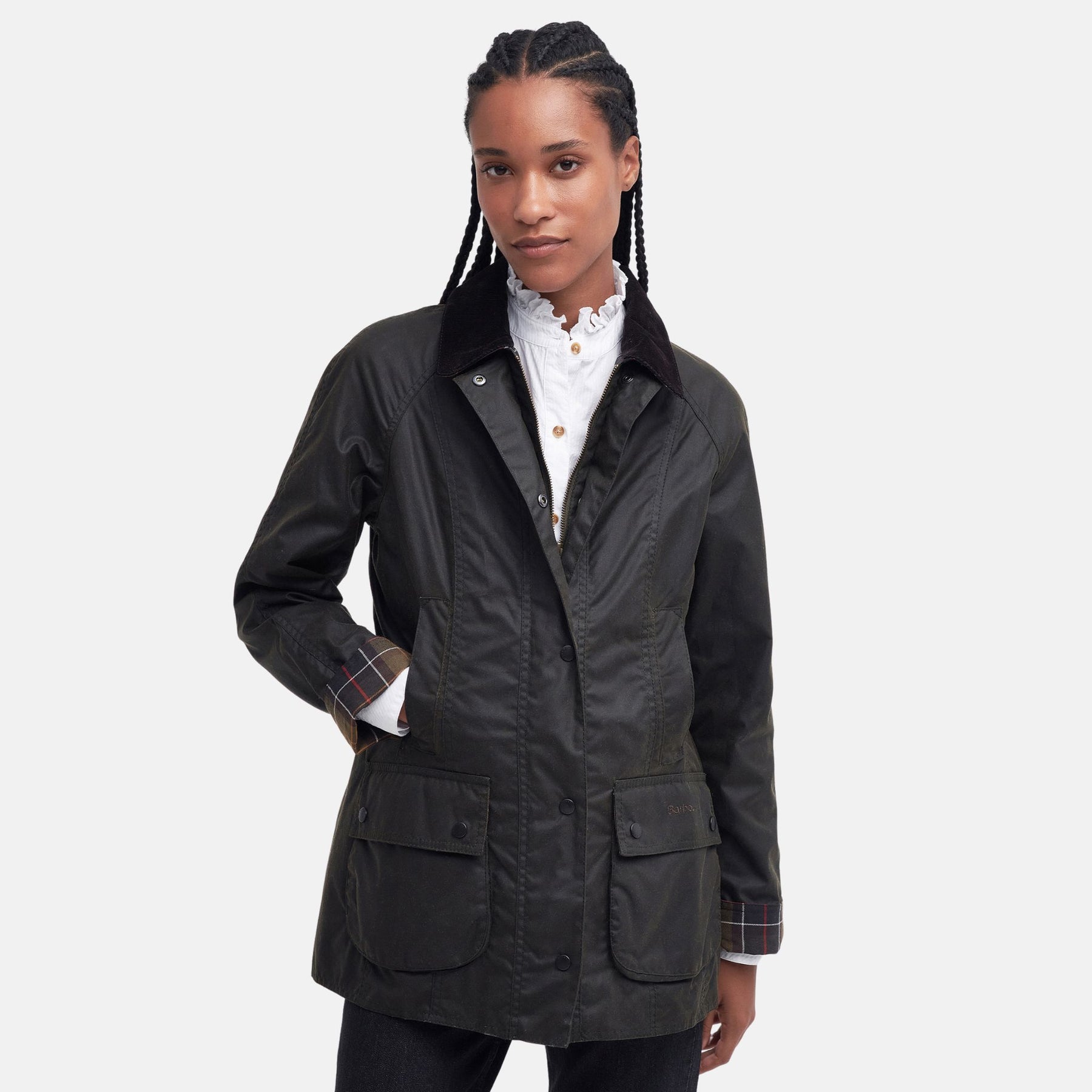 Barbour Women's Classic Beadnell Waxed Jacket in Olive