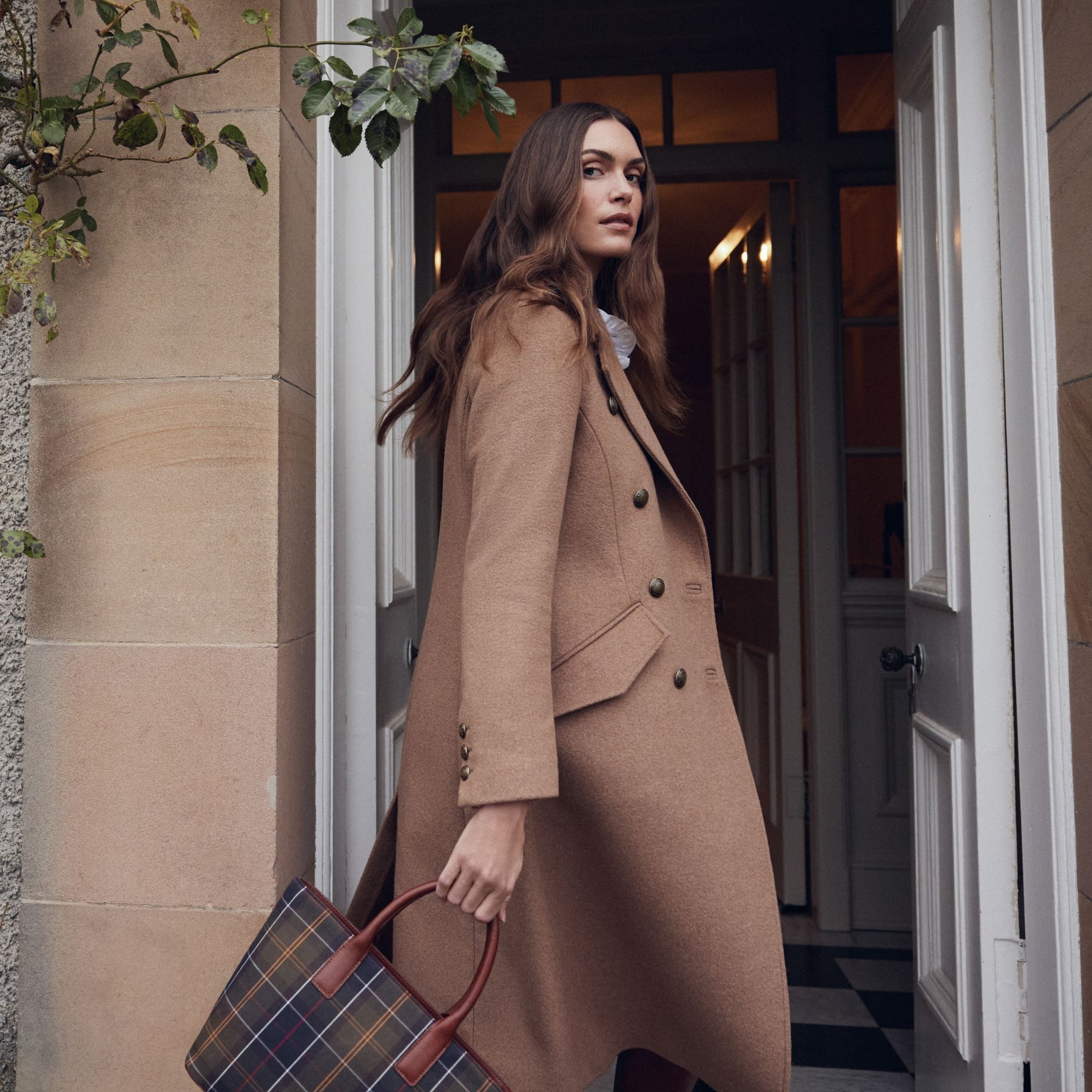 Barbour Women's Cottesmore Wool Coat in Camel