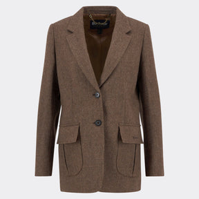 Barbour Women's Elm Tailored Wool Blazer in Military Brown