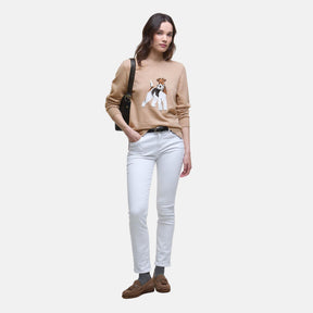 Barbour Women's Fareham Crew Neck Jumper in Pale Camel