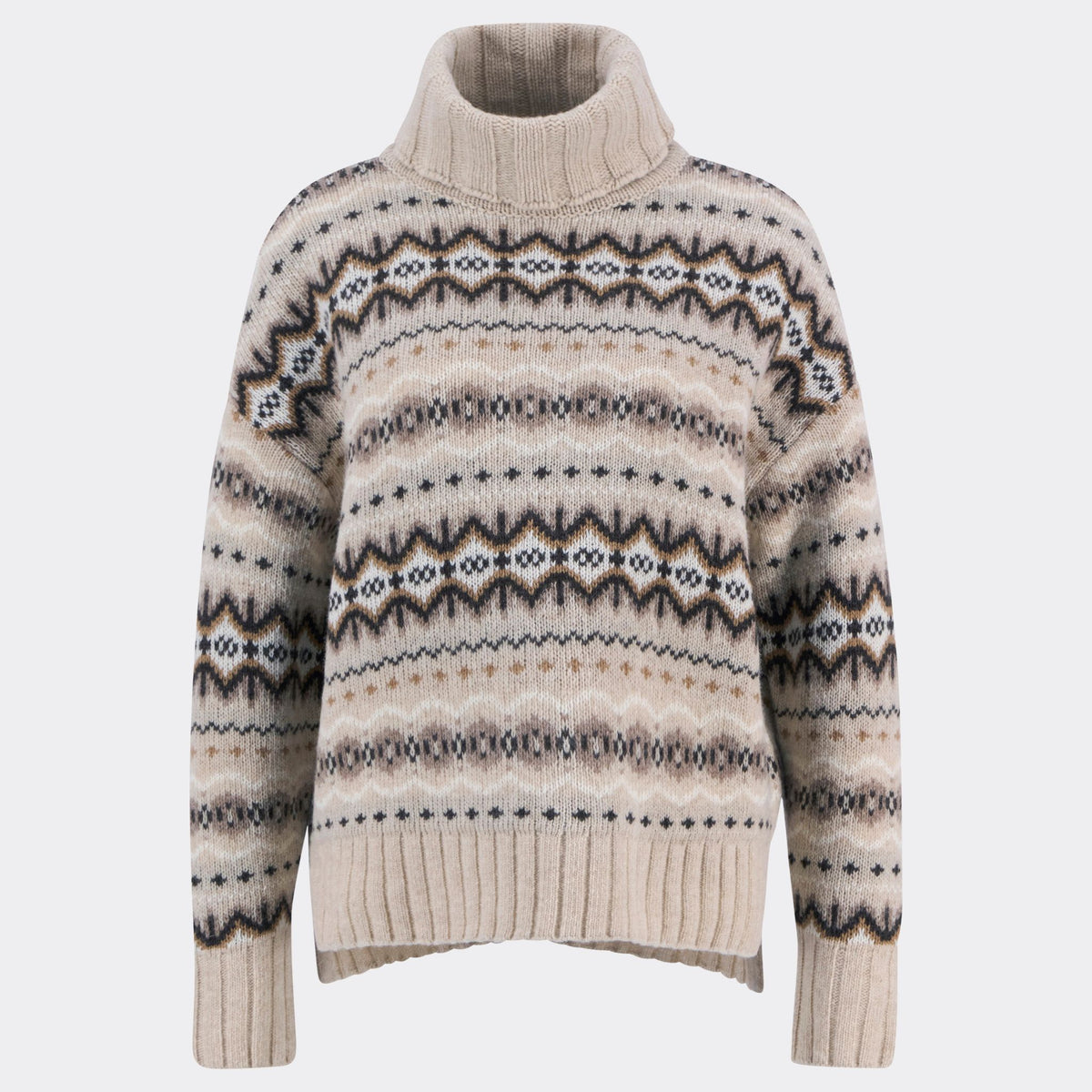 Barbour Women's Helen Fair isle Roll-Neck Jumper in Birch Multi