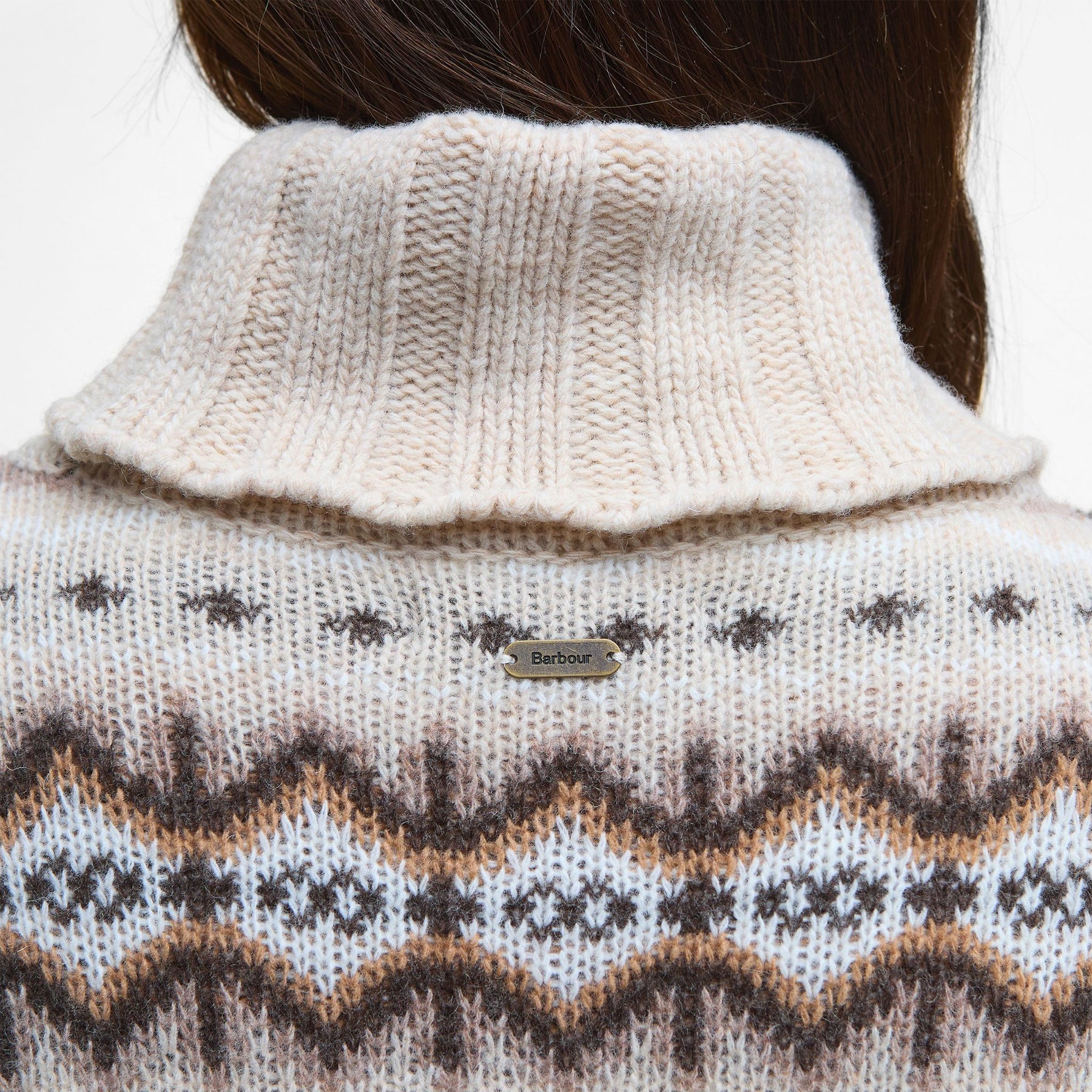 Barbour Women's Helen Fair isle Roll-Neck Jumper in Birch Multi