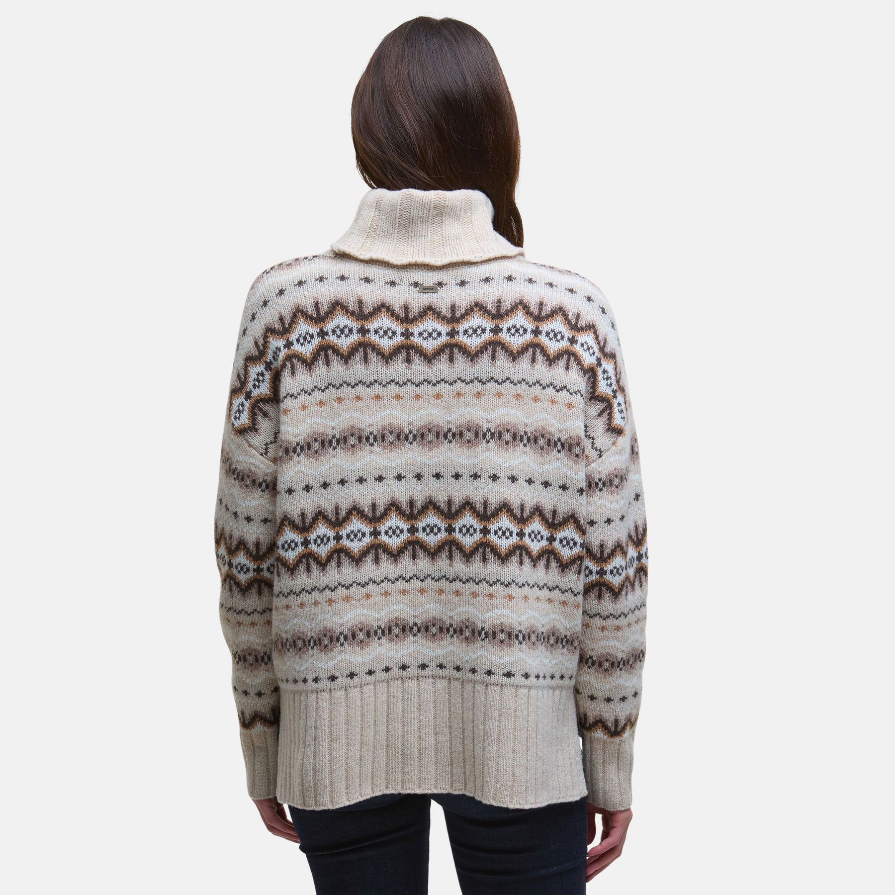 Barbour Women's Helen Fair isle Roll-Neck Jumper in Birch Multi
