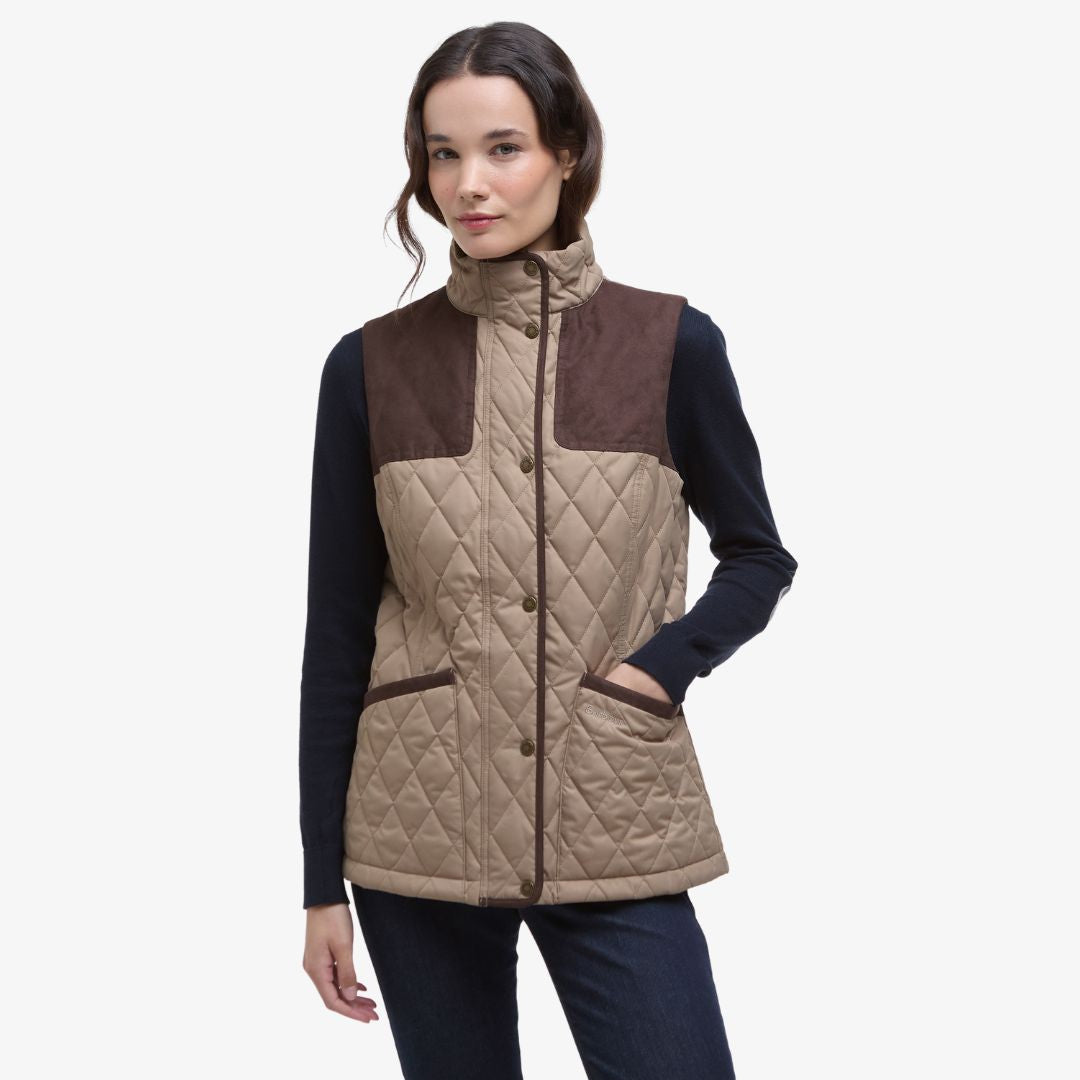 Barbour Women's Keeper Wear Gilet in Military Brown & Ancient Tartan