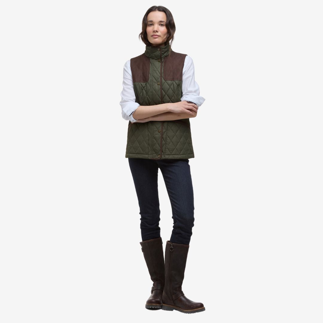 Barbour Women's Keeper Wear Gilet in Olive & Ancient Tartan