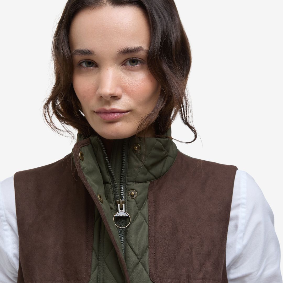 Barbour Women's Keeper Wear Gilet in Olive & Ancient Tartan