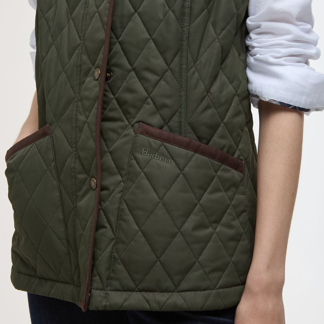 Barbour Women's Keeper Wear Gilet in Olive & Ancient Tartan